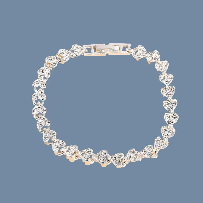 Bracelet with inlaid Rhinestones with Hearts