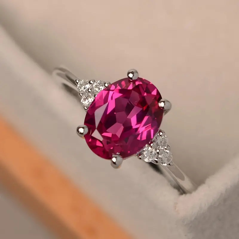 Dazzling Elegant Rose Red Zirconia Promise Ring