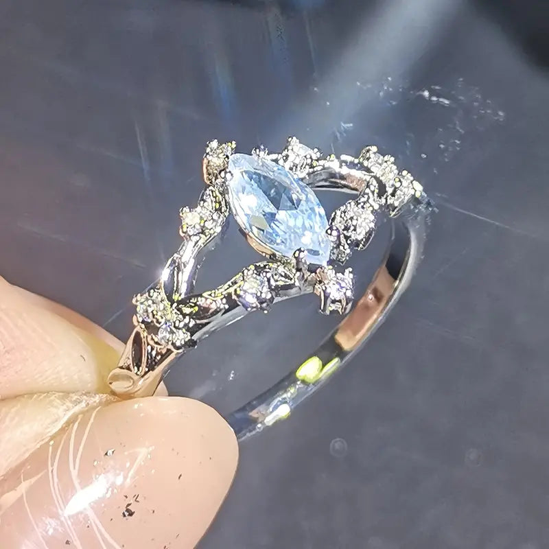 Oval Shaped Zirconia Ring - Exquisite Paved Design