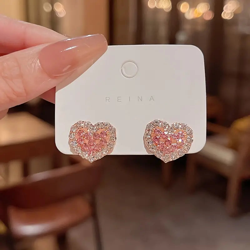 Heart Shaped Shiny Glam Earings