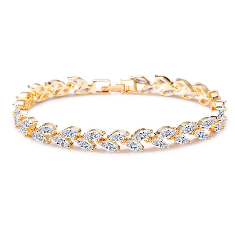 Dazzling Leaf-Shaped Tennis Bracelet