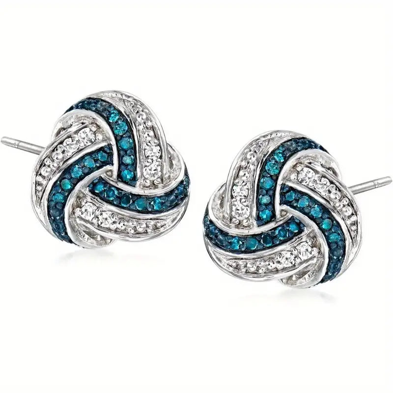 Sparkling Blue Rhinestone Cross Stud Earrings