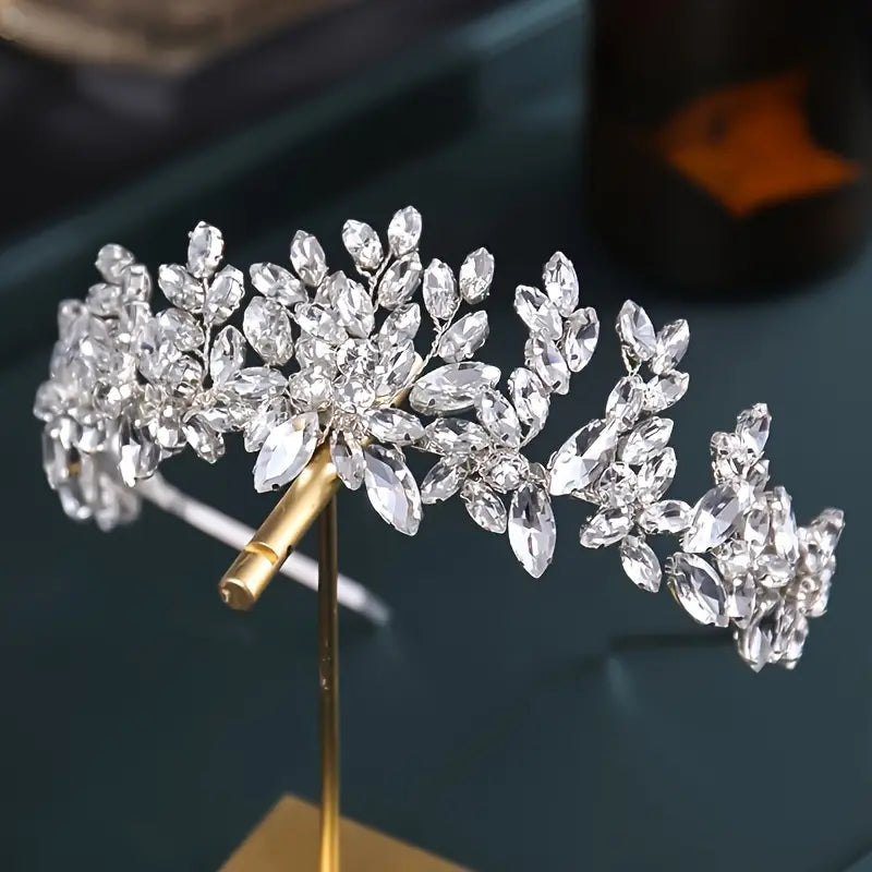 Headband Handmade Rhinestone Flower Shaped Tiara