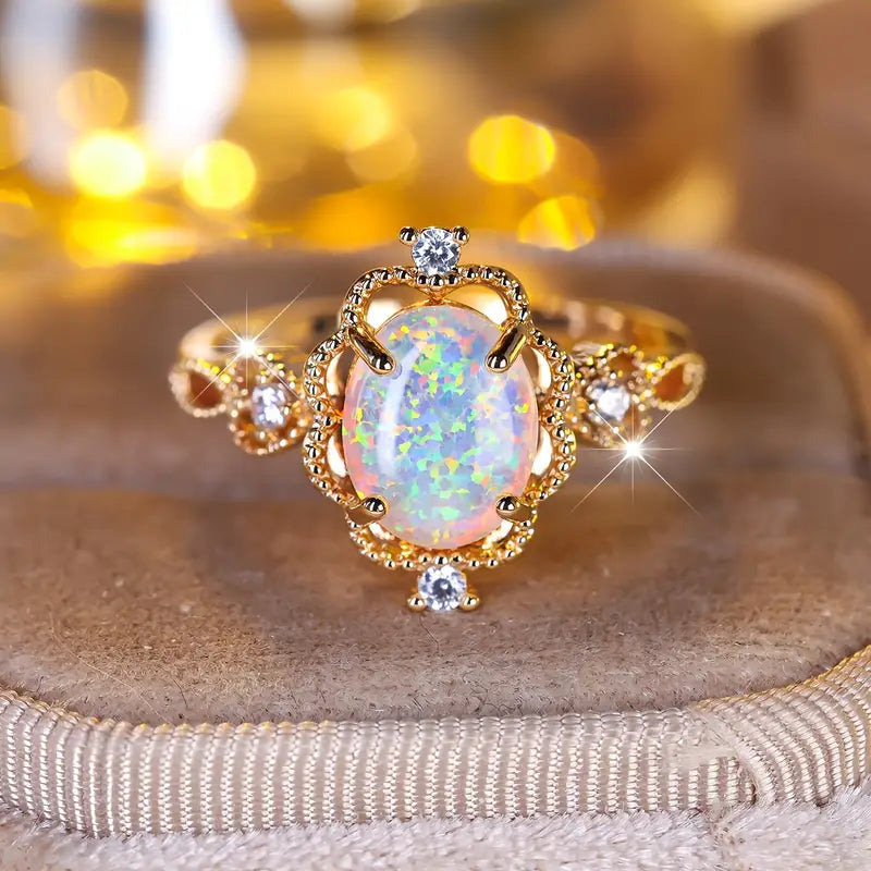 Luxury Opal Promise Ring - Symbol of Beauty and Nobility