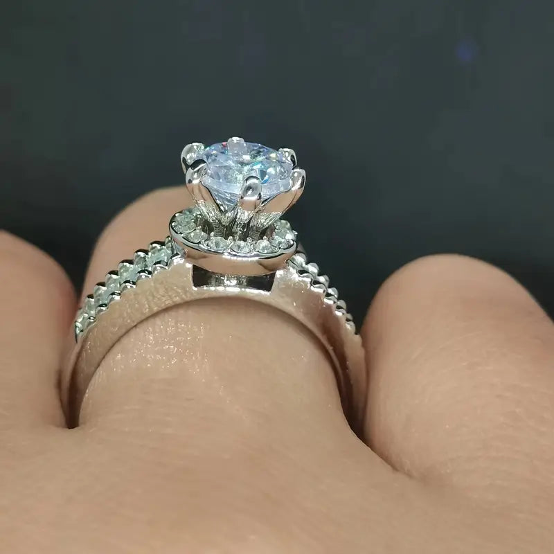 Shimmering Gemstone Halo Promise Ring for Engagement and Wedding, Perfect Gift for Your Love
