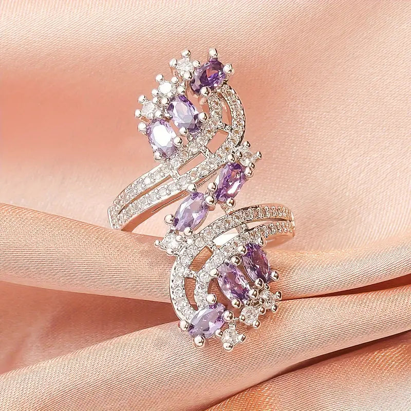 Stunning Amethyst and Zircon Ring