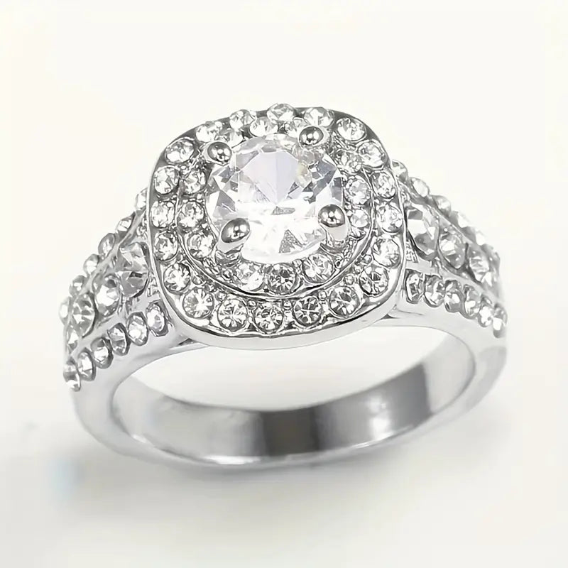 Classic Simple Sparkling Synthetic Gemstone Ring