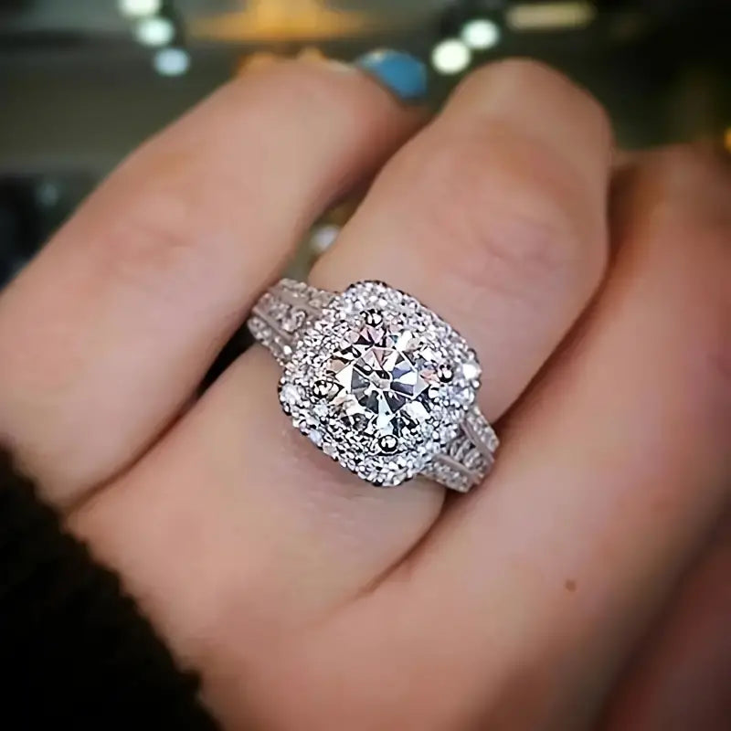 Classic Simple Sparkling Synthetic Gemstone Ring