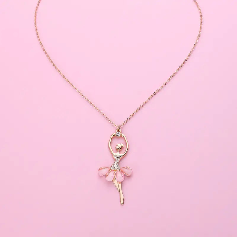 Sparkling Girls Pink Ballet Necklace
