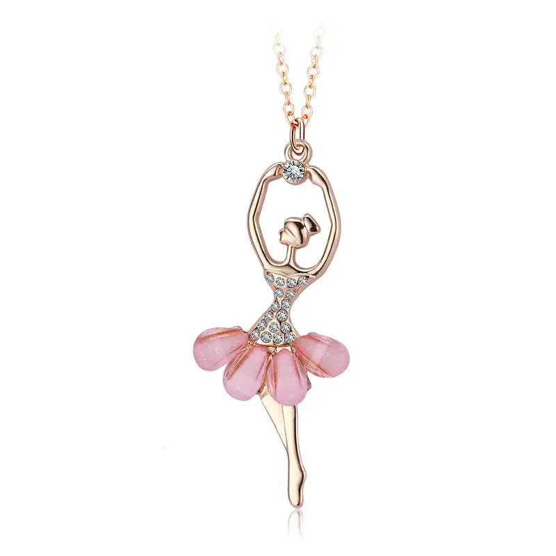 Sparkling Girls Pink Ballet Necklace